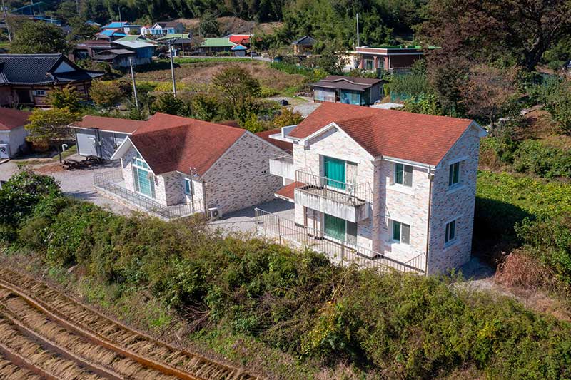 임실 학정마을 숙소 항공 전경