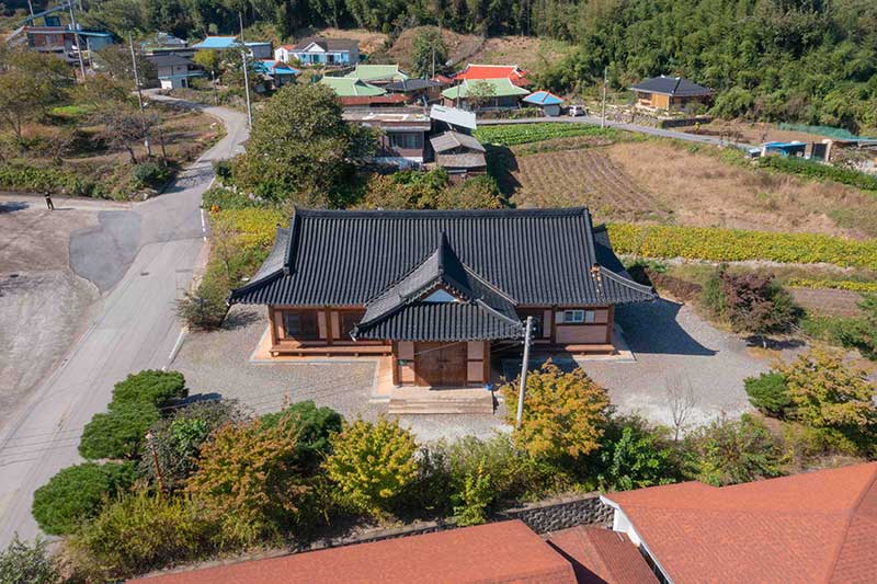 임실 학정마을 한옥 체험장 항공 사진